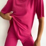 ست تیشرت و شلوار چاکدار ترک(1510)