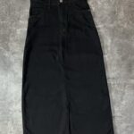 دامن جین چاکدار مشکی(2076)