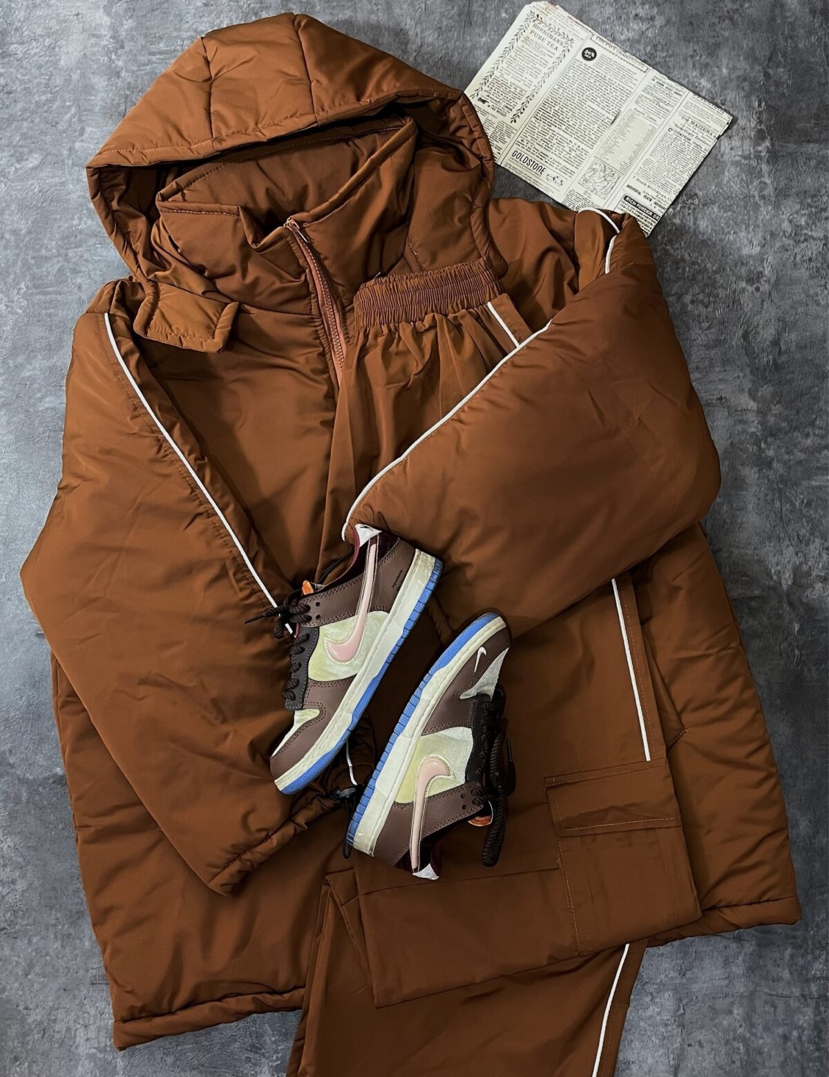 ست کاپشن و شلوار کارگو مغزی دوزی(2138) - Image 4