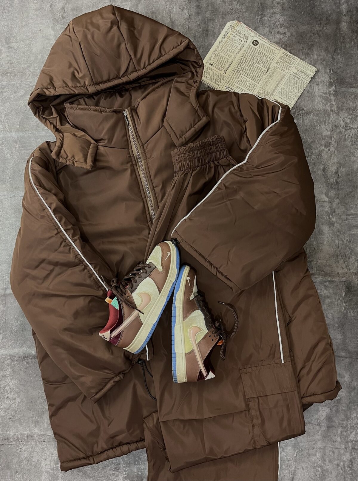 ست کاپشن و شلوار کارگو مغزی دوزی(2138) - Image 5