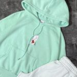 هودی وارداتی سبز پاستیلی سه نخ داخل کرک(2179)