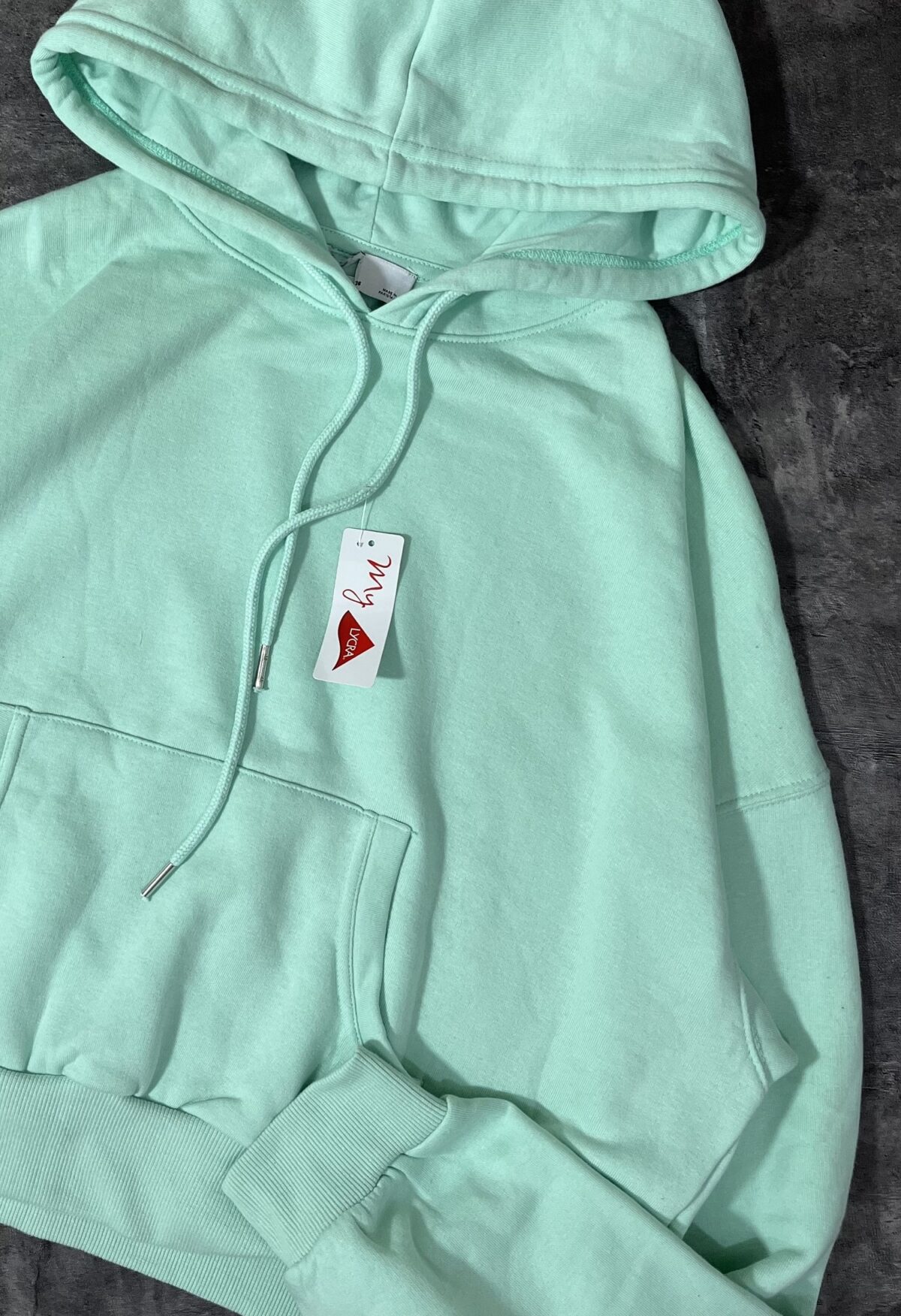 هودی وارداتی سبز پاستیلی سه نخ داخل کرک(2179) - Image 4