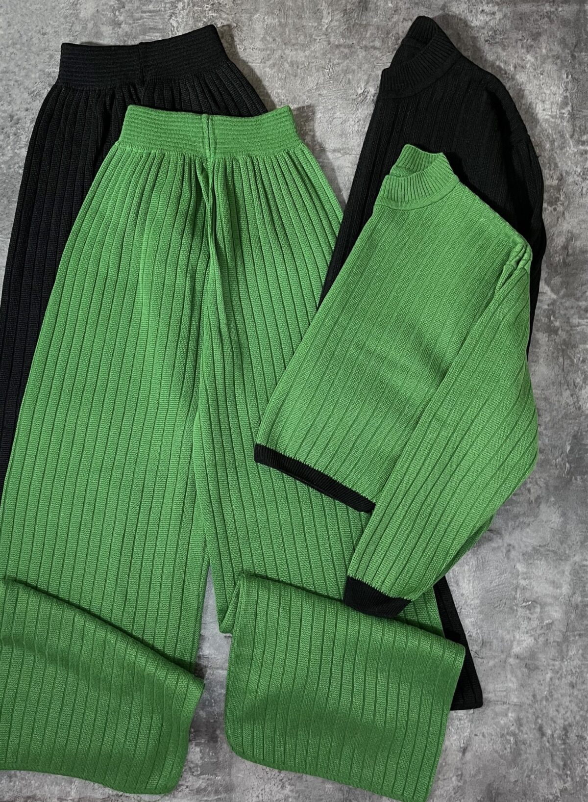 ست کراپ و شلوار بگ بافت(2201) - Image 2