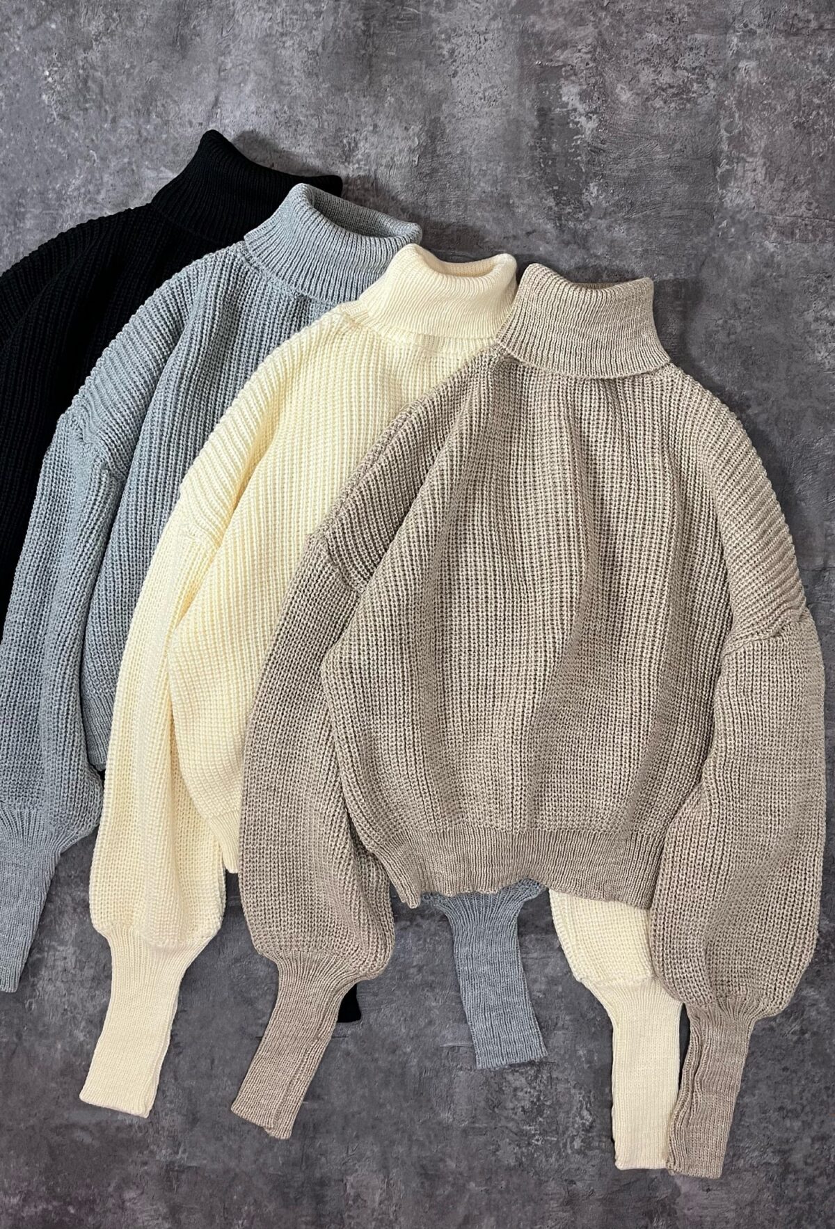 ست یقه اسکی آستین فینگر و دامن بافت(2203) - Image 2