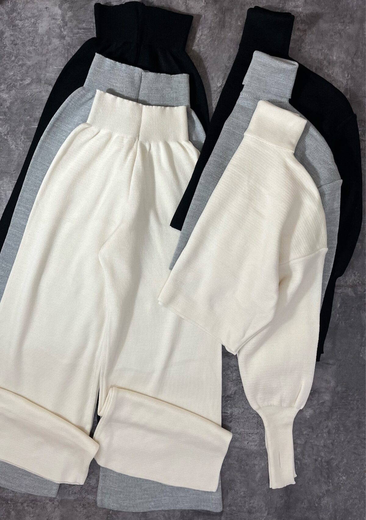 ست بافت یقه اسکی آستین فینگر و شلوار بگ(2212) - Image 2