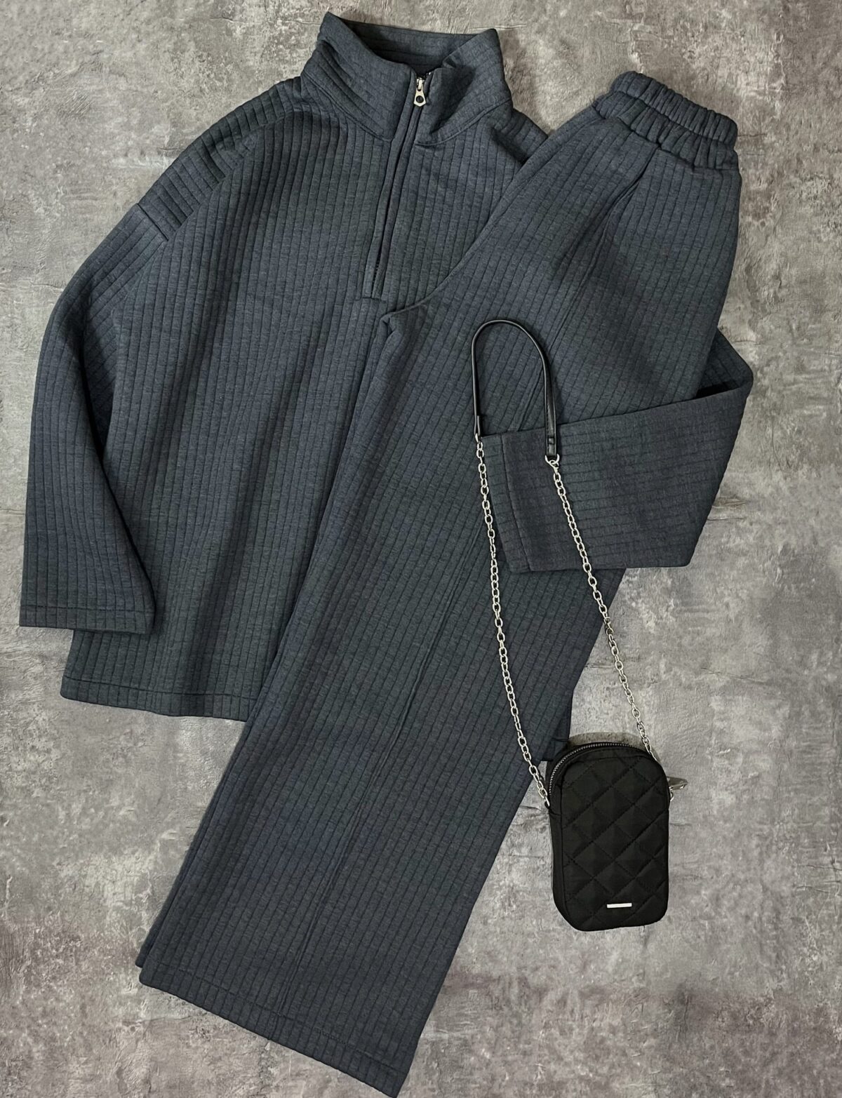 ست سویشرت نیم زیپ و شلوار بگ(2214) - Image 3