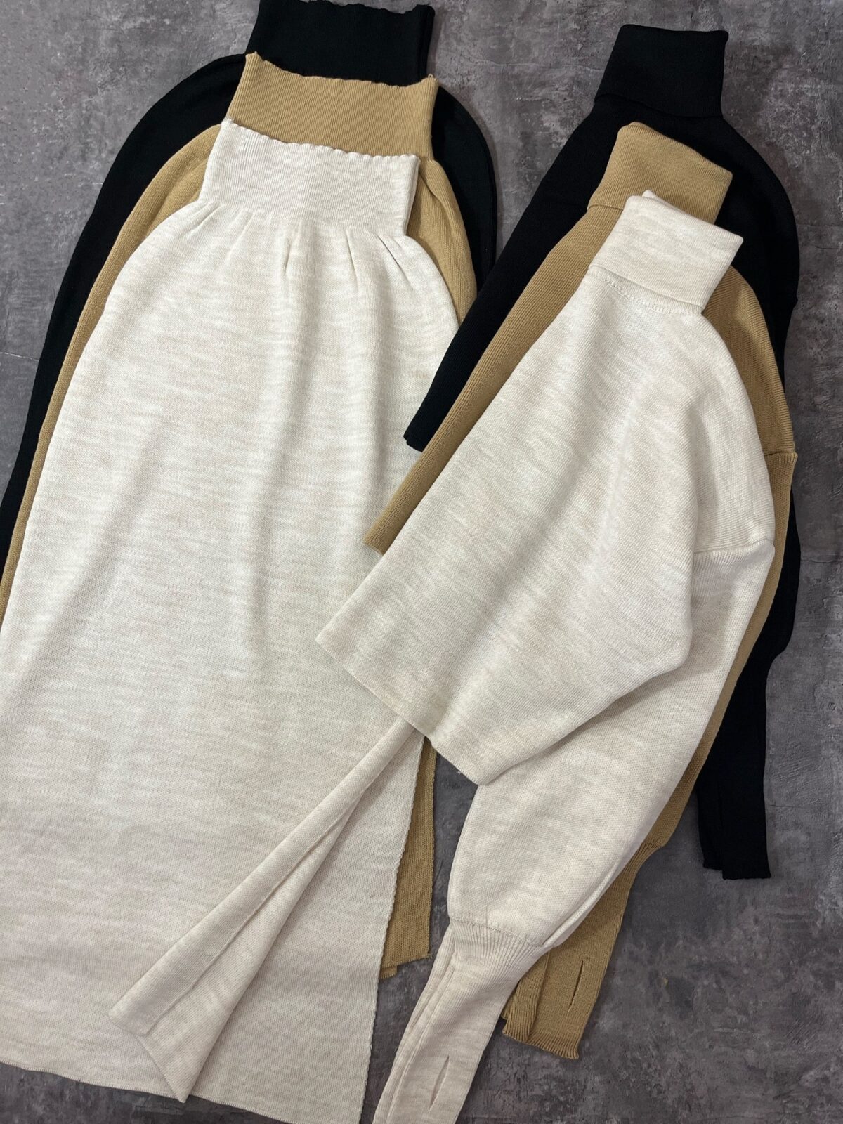 ست یقه اسکی فینگردار و دامن بافت(2215) - Image 2