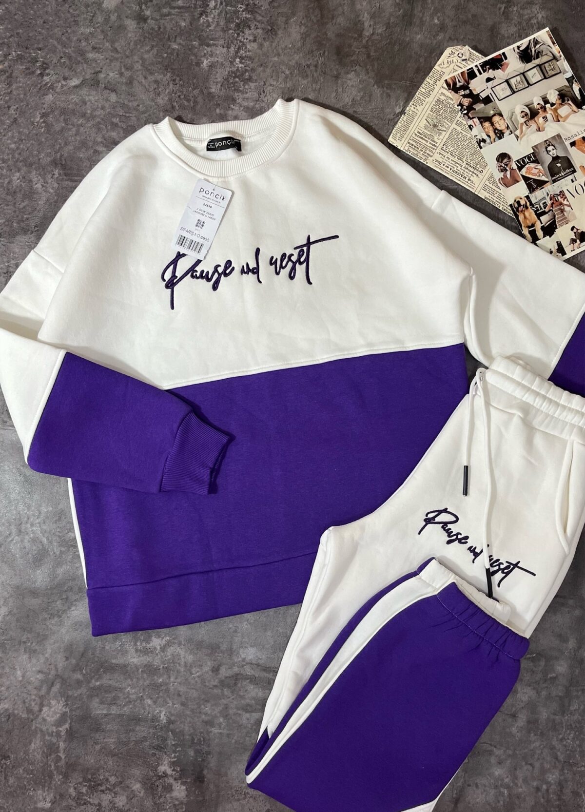 ست دورس و جاگر دورنگ اورجینال ترک سه نخ داخل کرک(2260) - Image 5