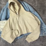 هودی کراپ کرم وارداتی سه نخ داخل کرک(2306)