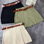 دامن شلوارکی کتان کمربنددار(2324)