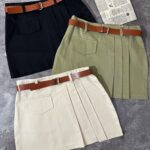 دامن کتان کمربنددار(2368)