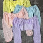 کراپ آستین حریر پاستیلی وارداتی(2385)