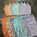 ست راه راه کراپ پشت گردنی و دامن(2429)