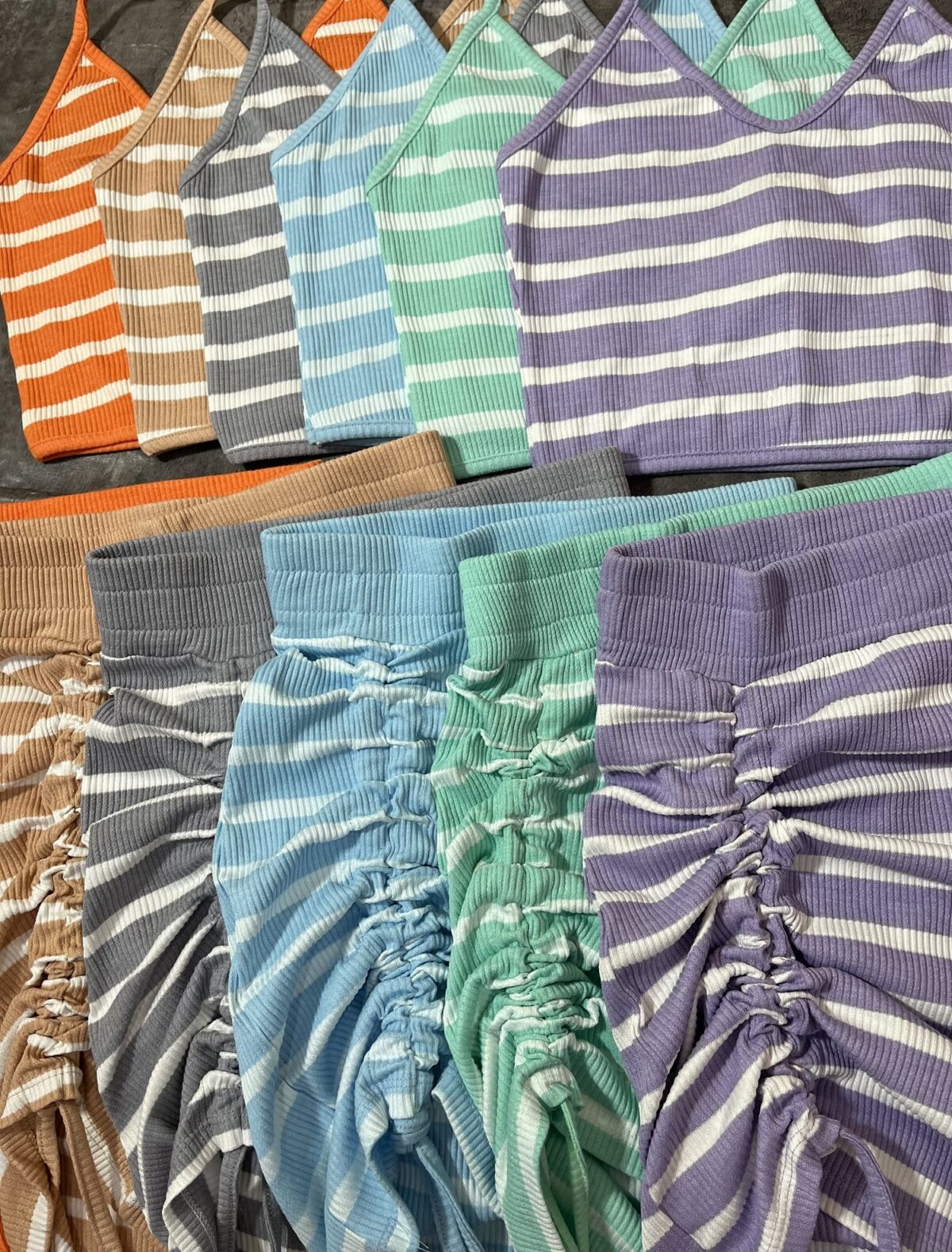 ست راه راه کراپ پشت گردنی و دامن(2429) - Image 2