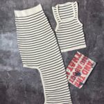 ست راه راه ترک کراپ و دامن(2439)