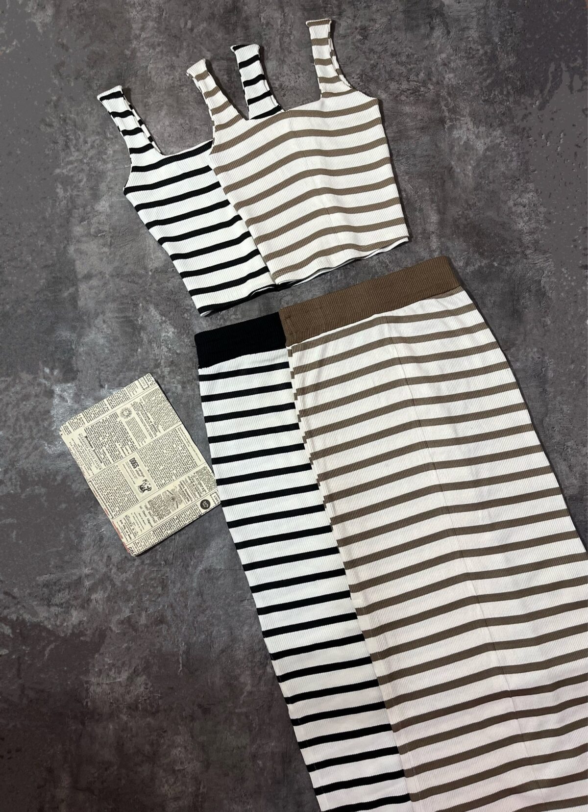 ست راه راه کراپ و دامن بلند(2474) - Image 2