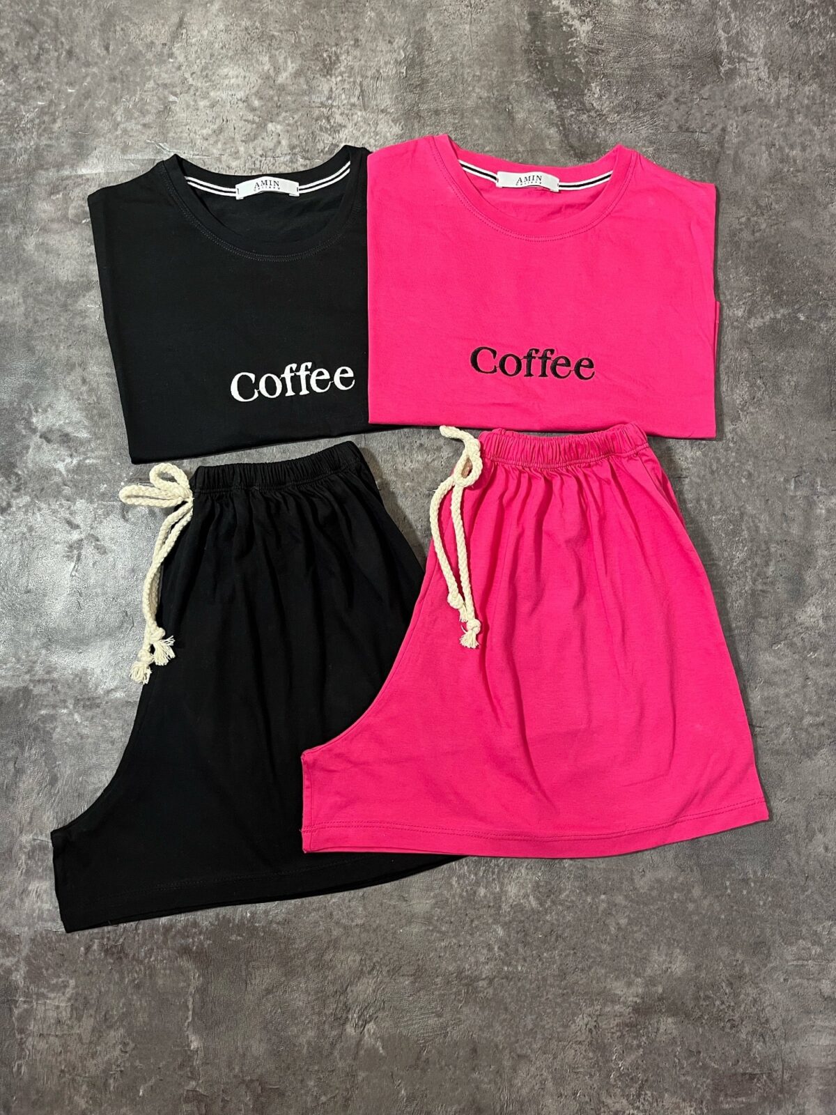 ست تیشرت کراپ و شلوارک پنبه کافی(2477) - Image 2