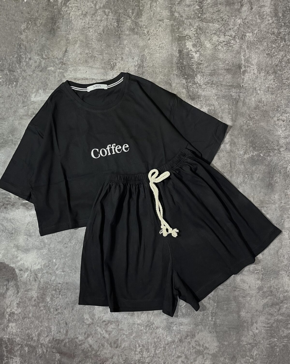 ست تیشرت کراپ و شلوارک پنبه کافی(2477) - Image 3