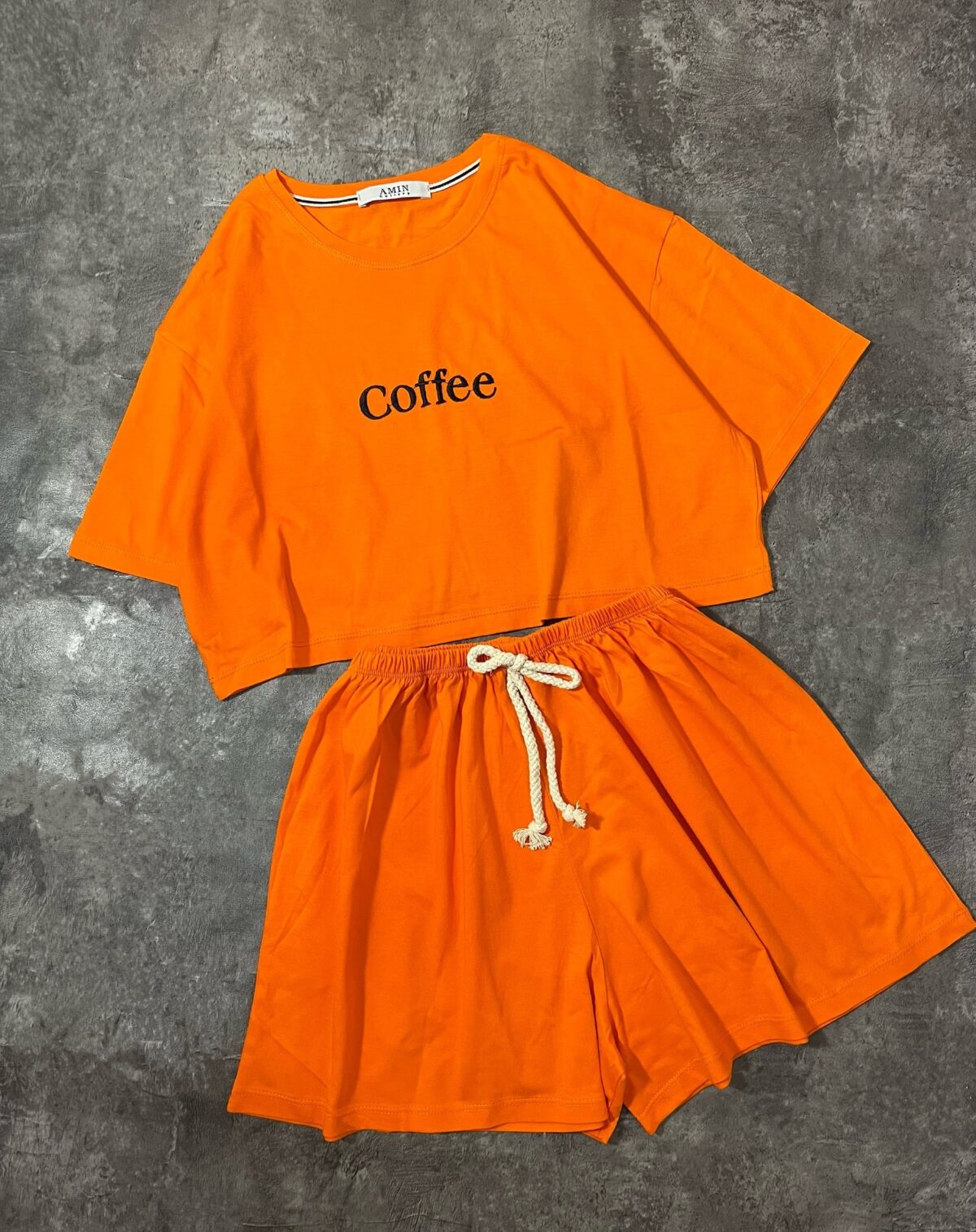 ست تیشرت کراپ و شلوارک پنبه کافی(2477) - Image 5