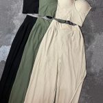 ست کراپ کاپدار بند رنگ شیشه ای و شلوار بگ(2660)