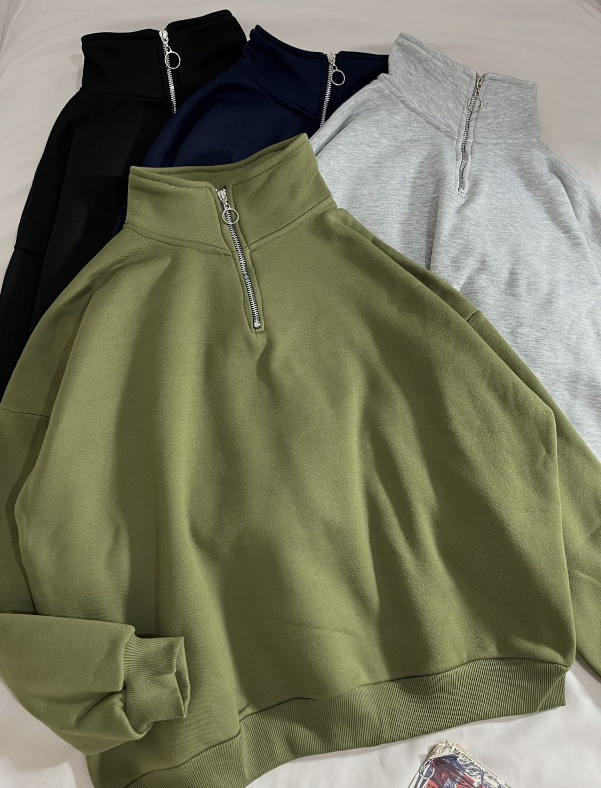 نیم زیپ ساده اورسایز سه نخ داخل کرک(2781) - Image 5