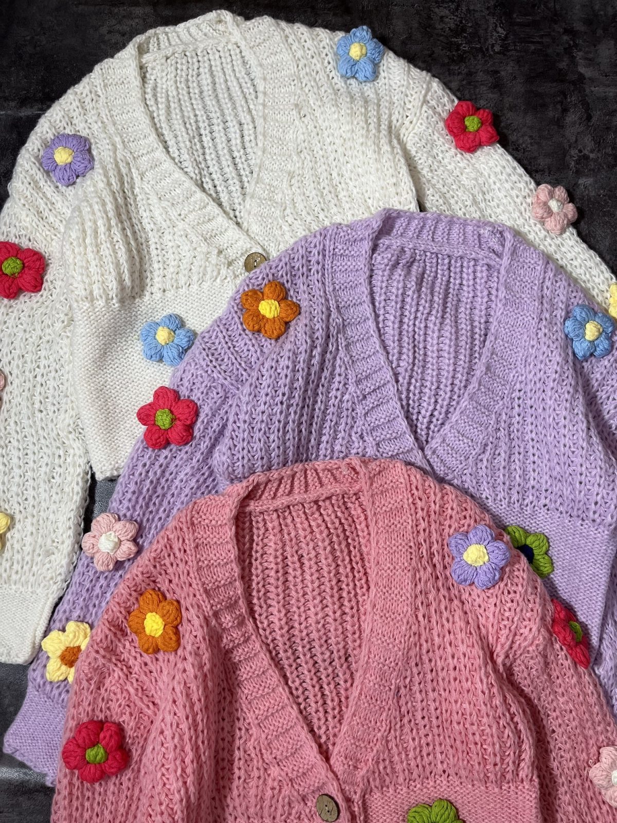 ژاکت بافت گلدار وارداتی(2796) - Image 2