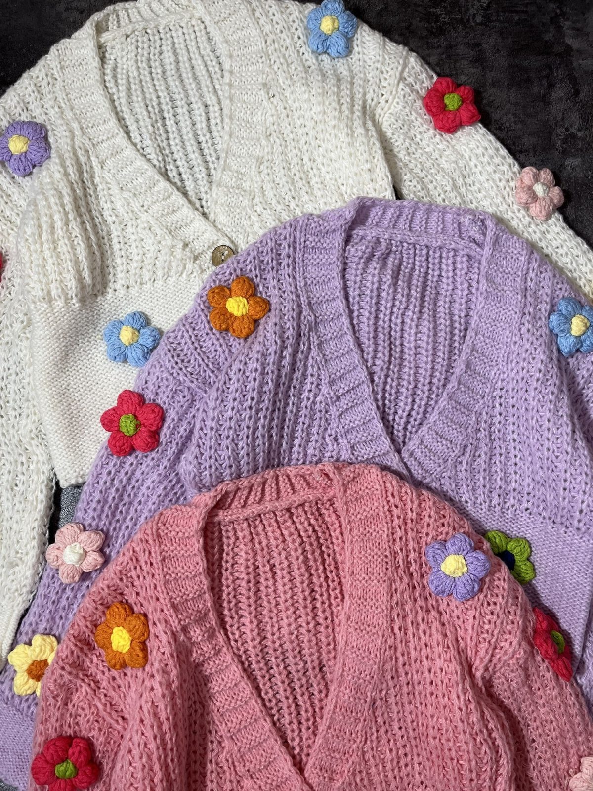 ژاکت بافت گلدار وارداتی(2796) - Image 7