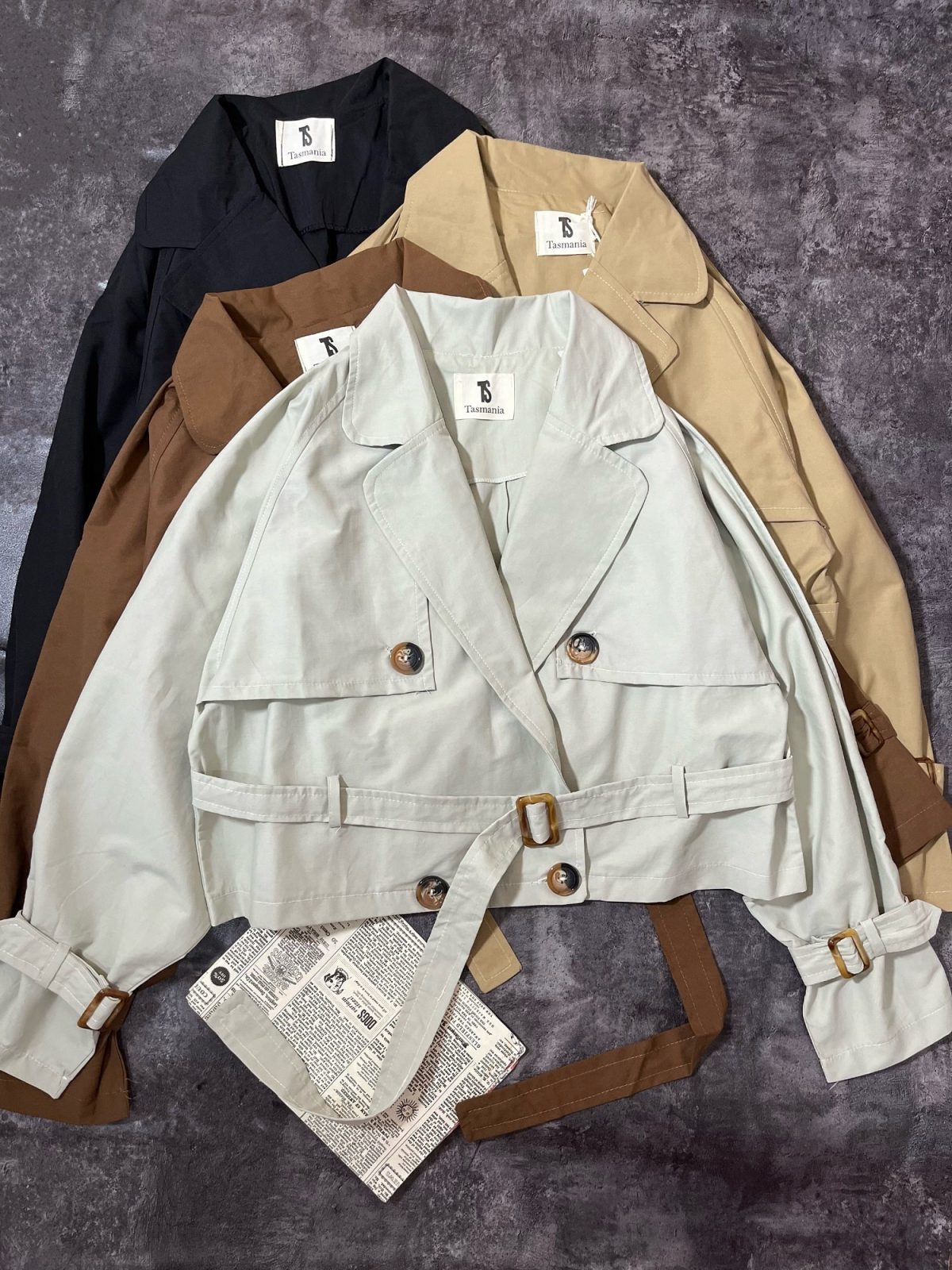 ترنچ کت چهار دکمه آستین و کمر سگک(2816) - Image 6