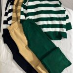 ست بافت راه راه یقه شکاری و شلوار بگ(2903)