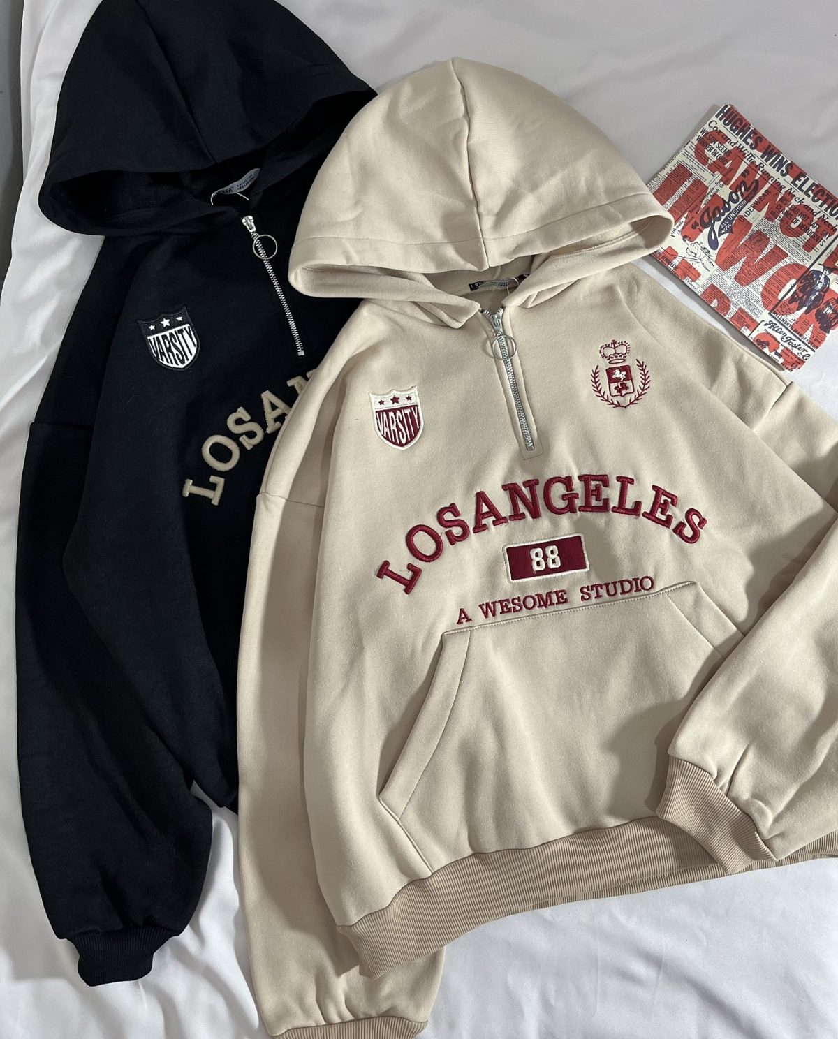 هودی نیم زیپ LOSANGELES سه نخ داخل کرک(2917) - Image 2