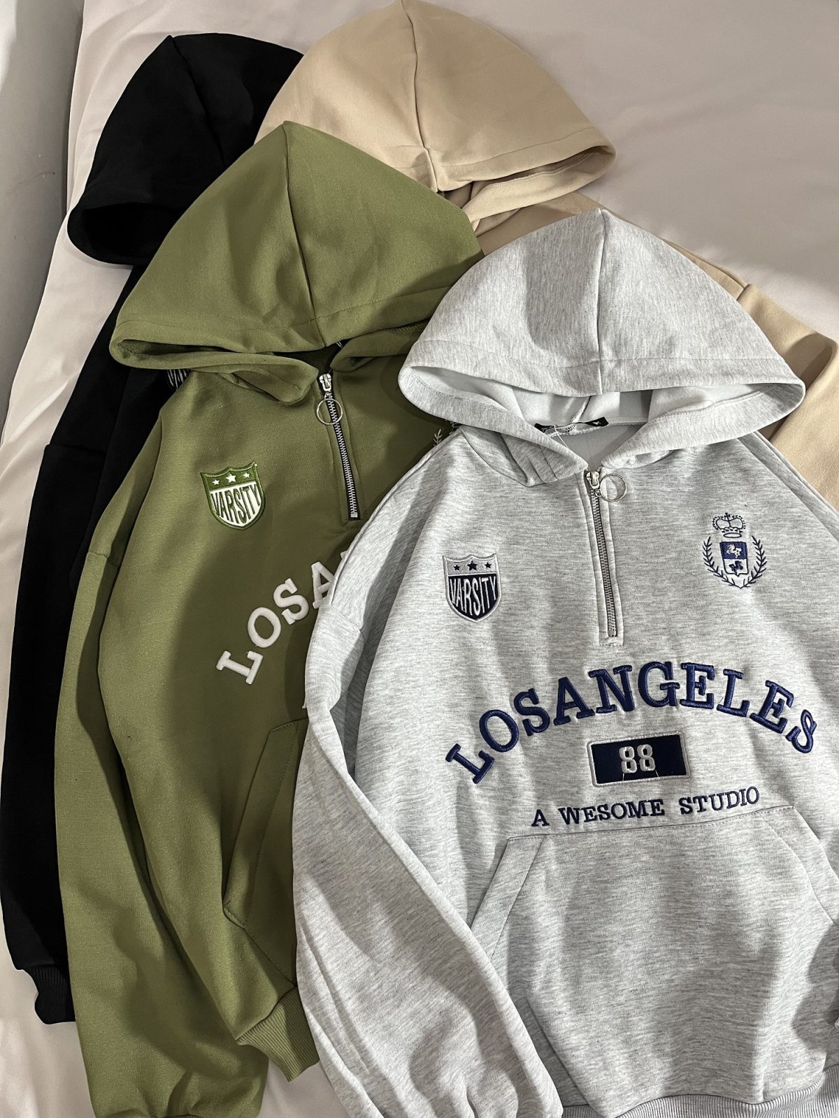 هودی نیم زیپ LOSANGELES سه نخ داخل کرک(2917) - Image 3