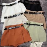 دامن شلوارکی دو پیل مازراتی با کمربند(2941)