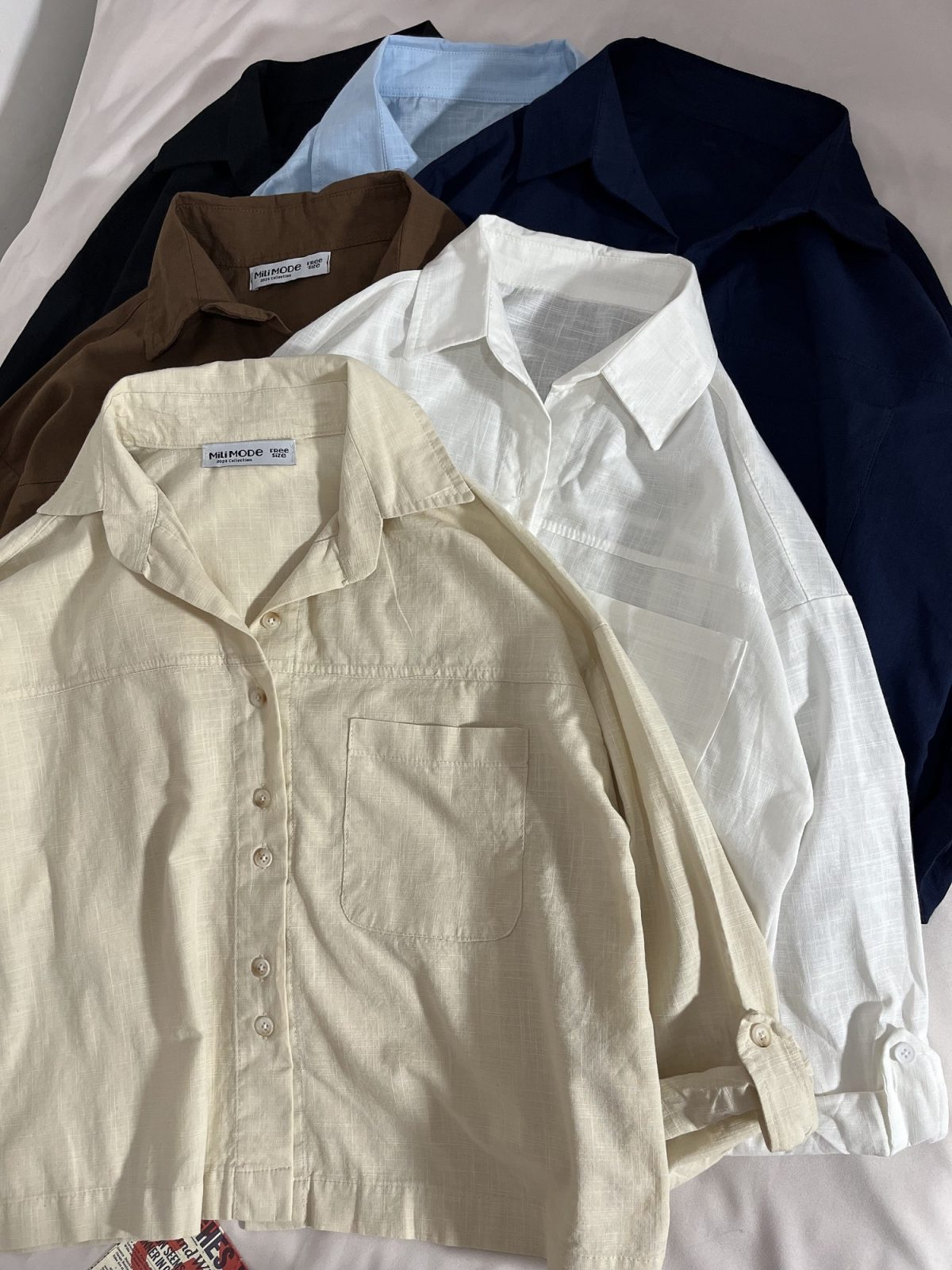 شومیز تک جیب لینن اسلپ باکسی م(2996) - Image 3