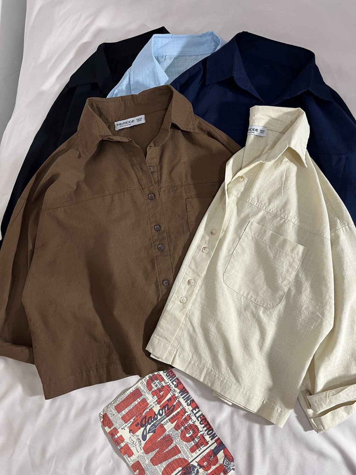 شومیز تک جیب لینن اسلپ باکسی م(2996) - Image 2