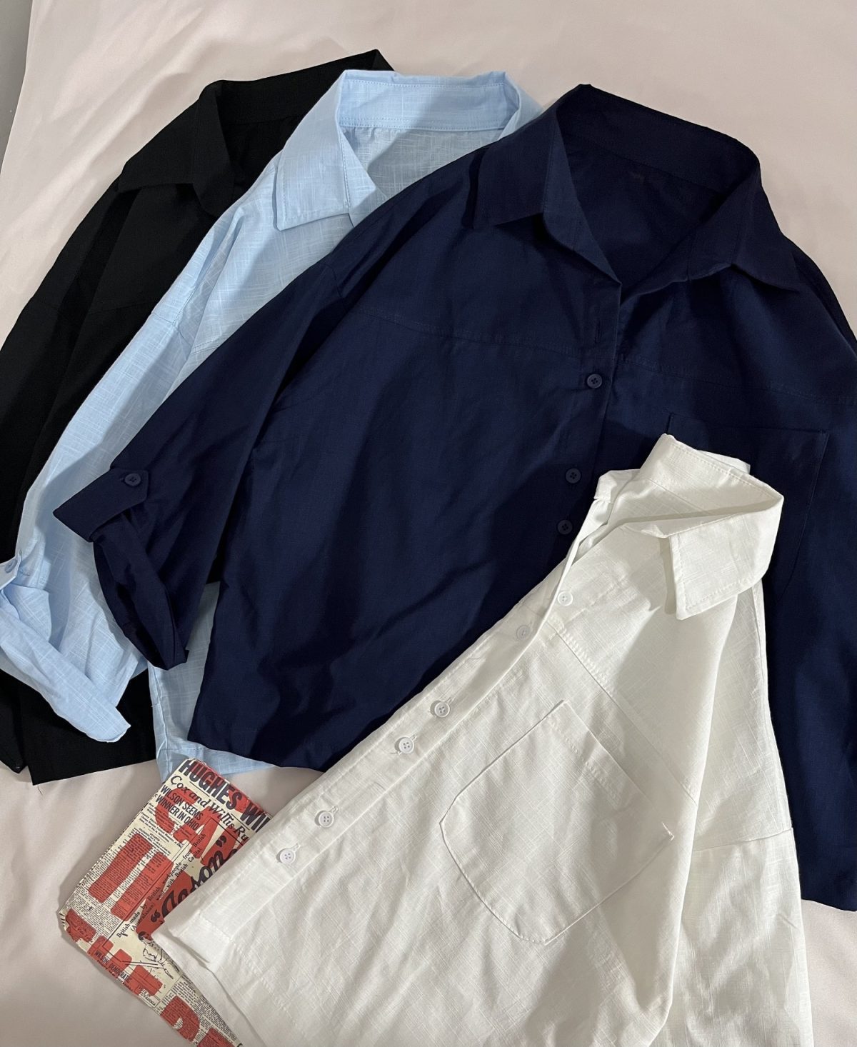 شومیز تک جیب لینن اسلپ باکسی م(2996) - Image 4