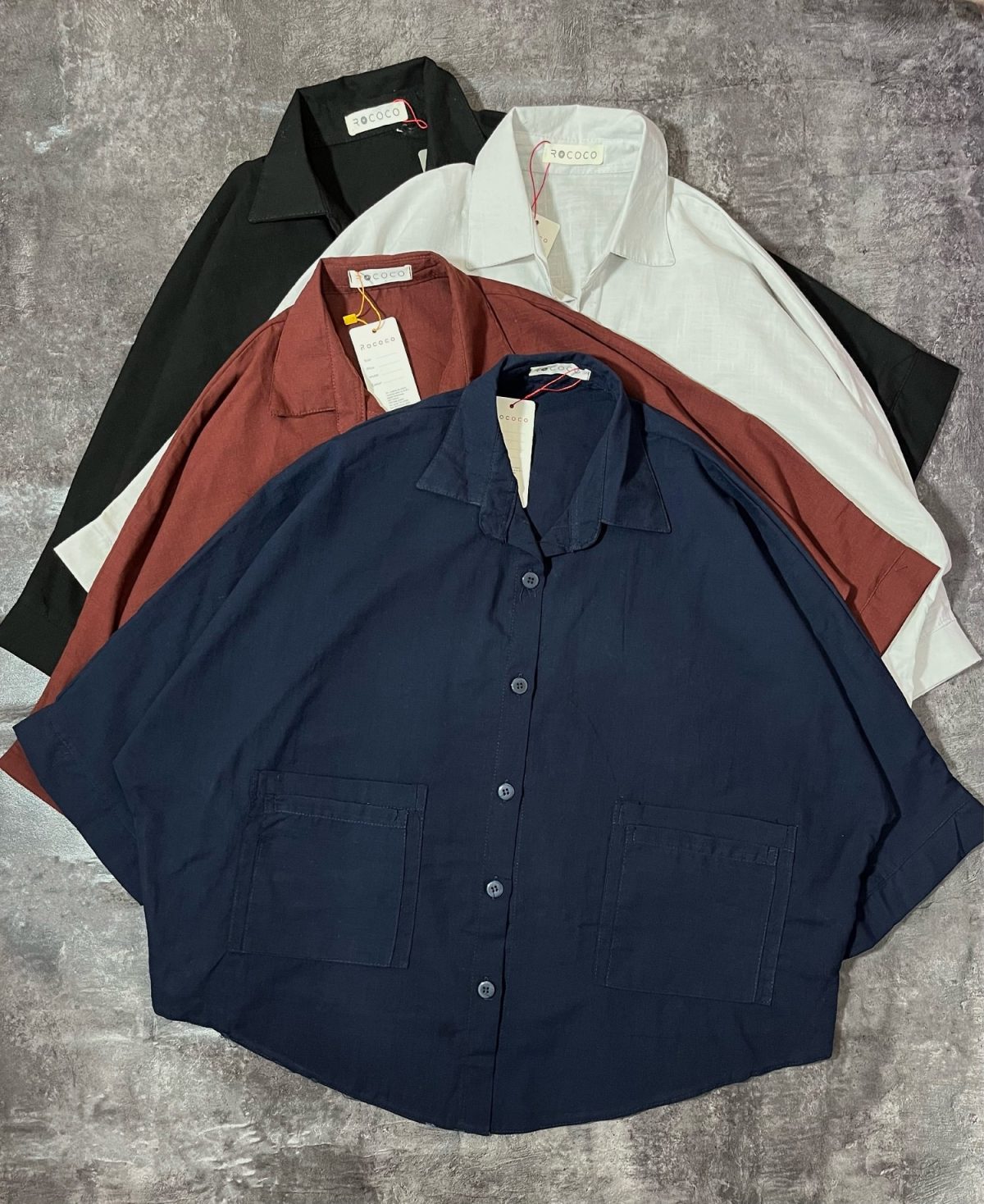 شومیز لینن اسلپ دو جیب روکو(3009) - Image 2