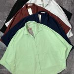 شومیز لینن اسلپ دو جیب روکو(3009)