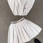 ست miu miu دوتیکه دامن کوتاه پلیسه(3048)