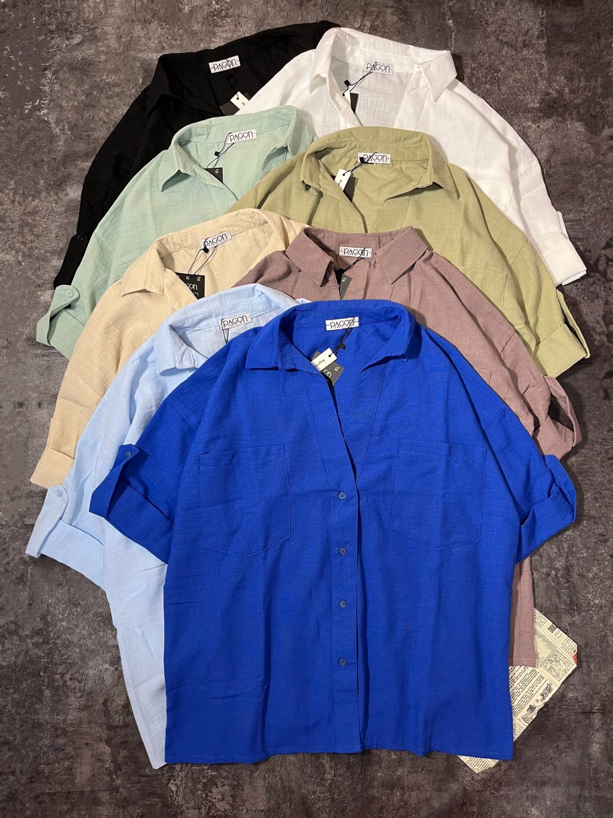 شومیز یقه هفت آستین دکمه پ(3041) - Image 2