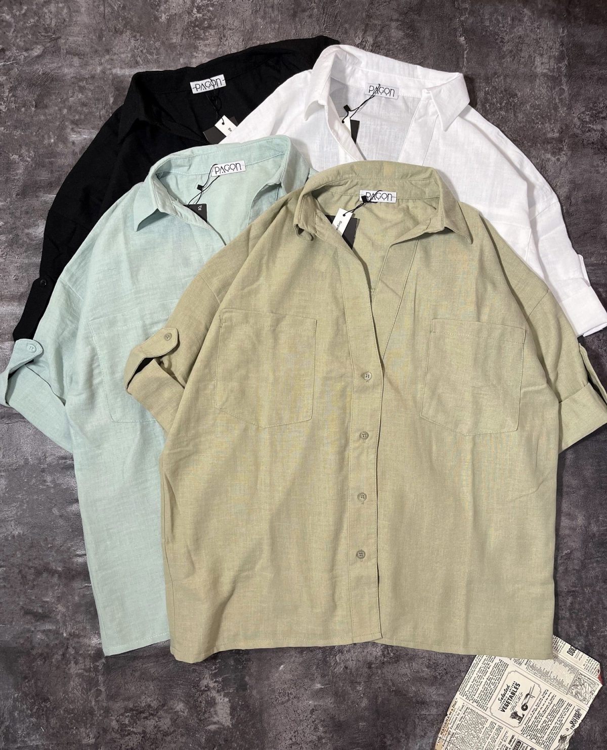 شومیز یقه هفت آستین دکمه پ(3041) - Image 4