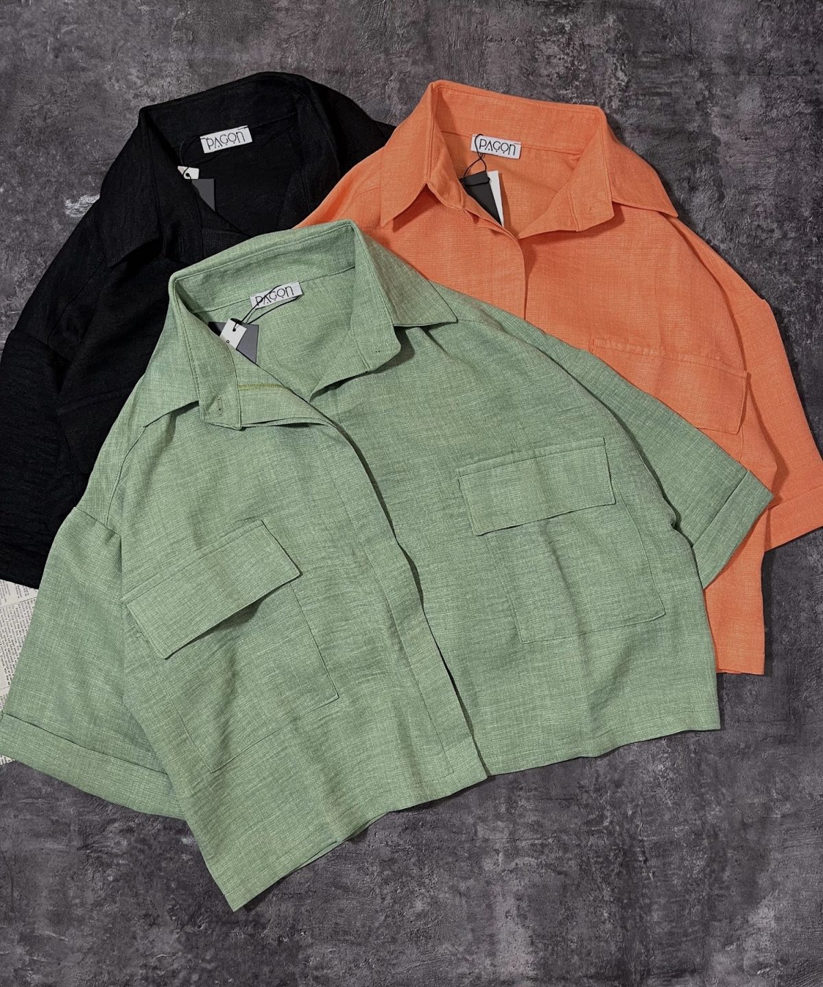 شومیز دو جیب آرمانی دکمه قاپک دار پ (3047) - Image 4