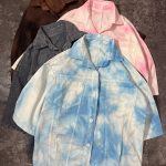 شومیز کتان نخ آبرنگی آستین سه ربع(3057)