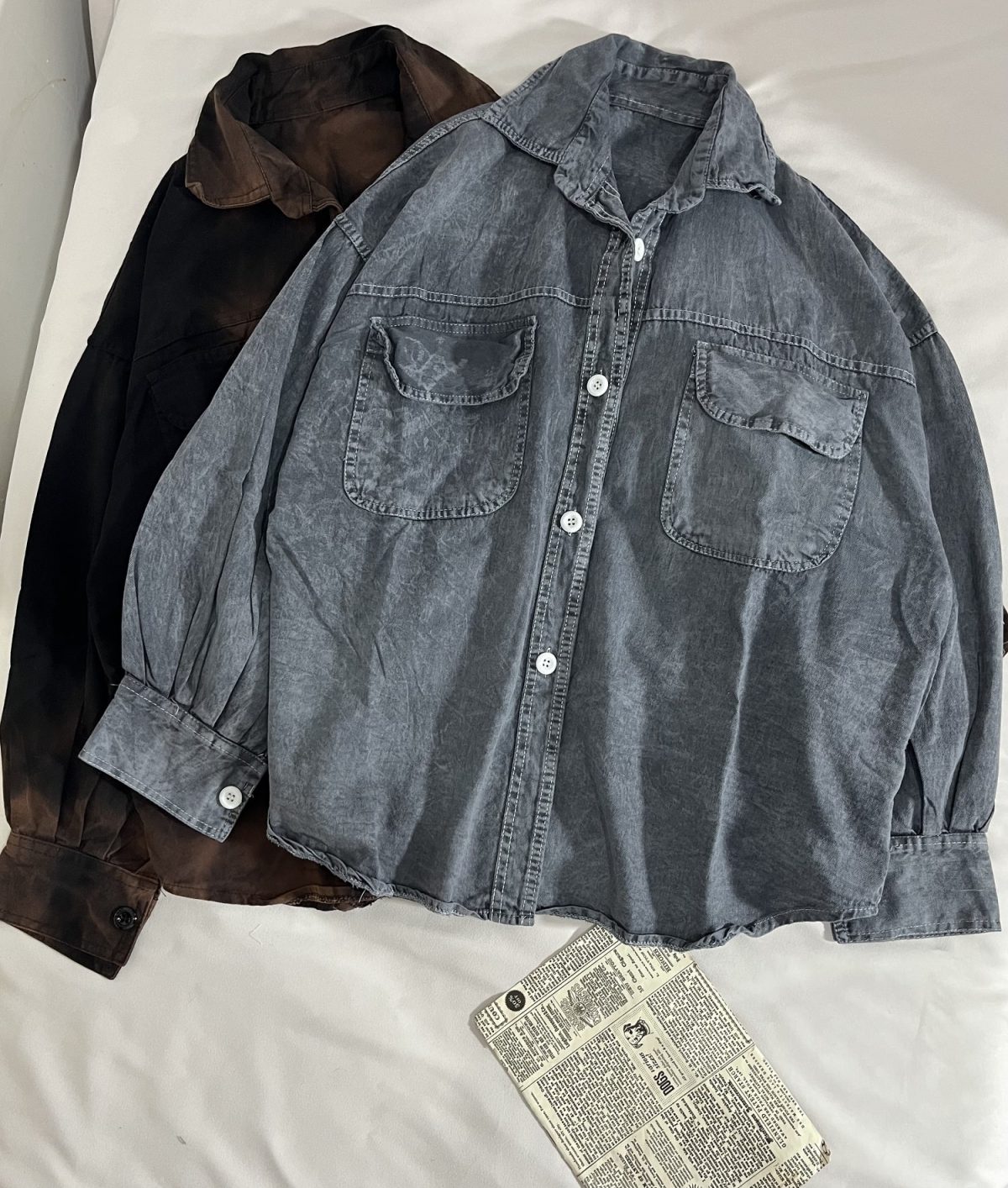 شومیز کتان نخ آبرنگی آستین بلند(3062) - Image 6