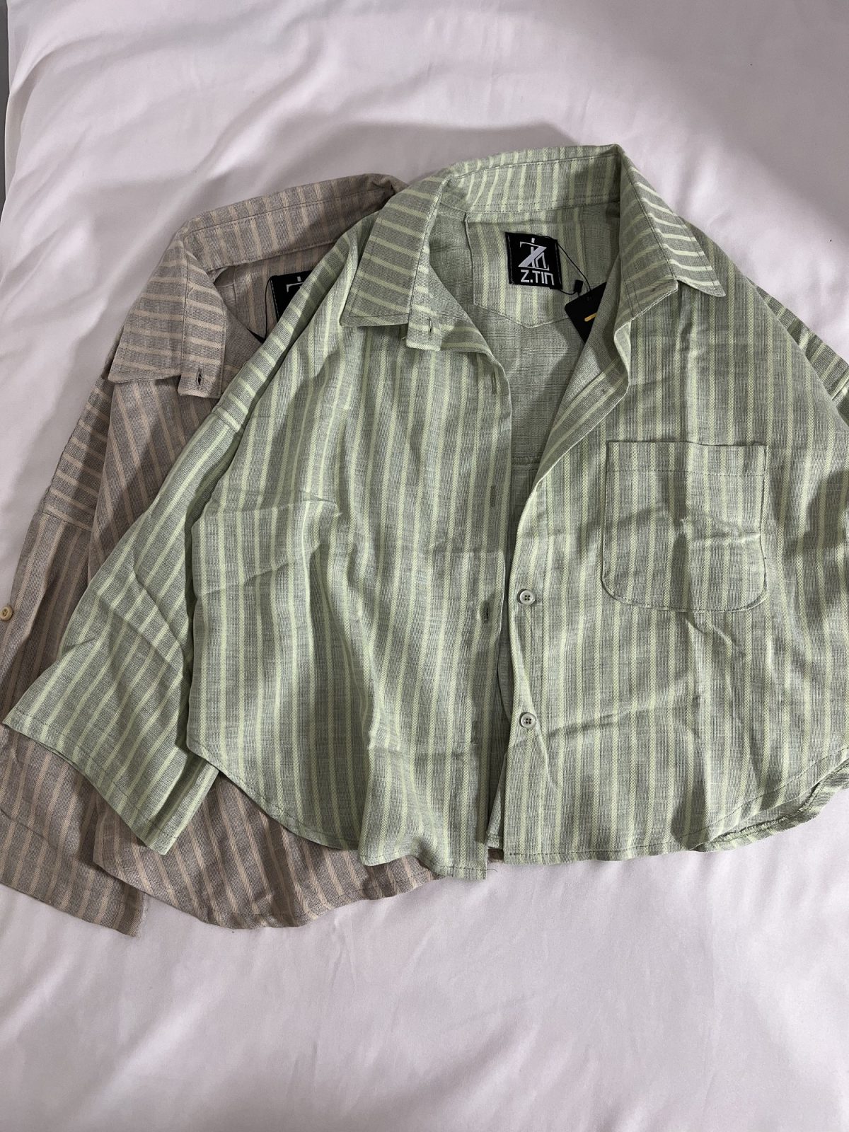 شومیز راه راه باکسی آستین دکمه دار(3069) - Image 3