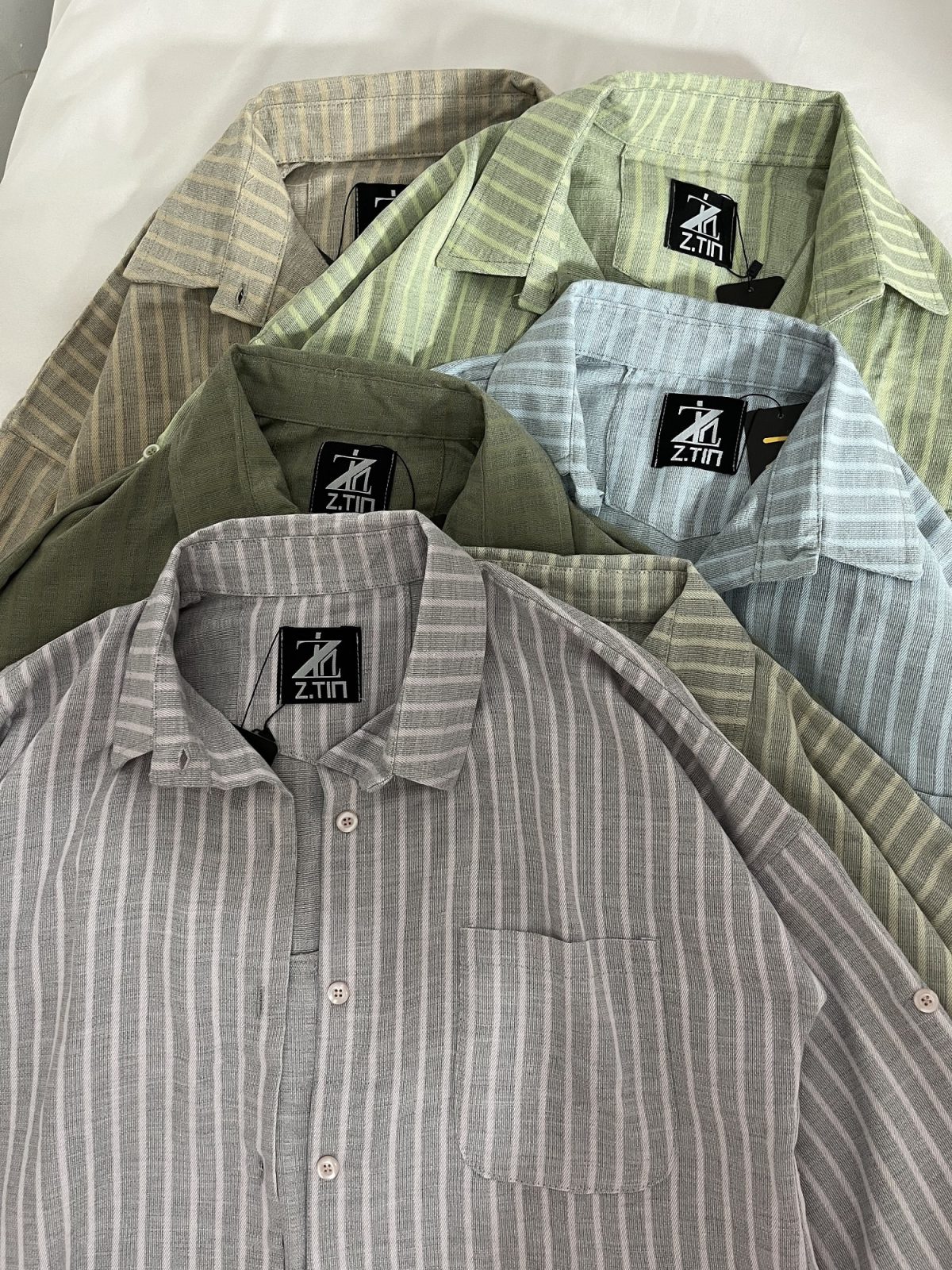 شومیز راه راه باکسی آستین دکمه دار(3069) - Image 4