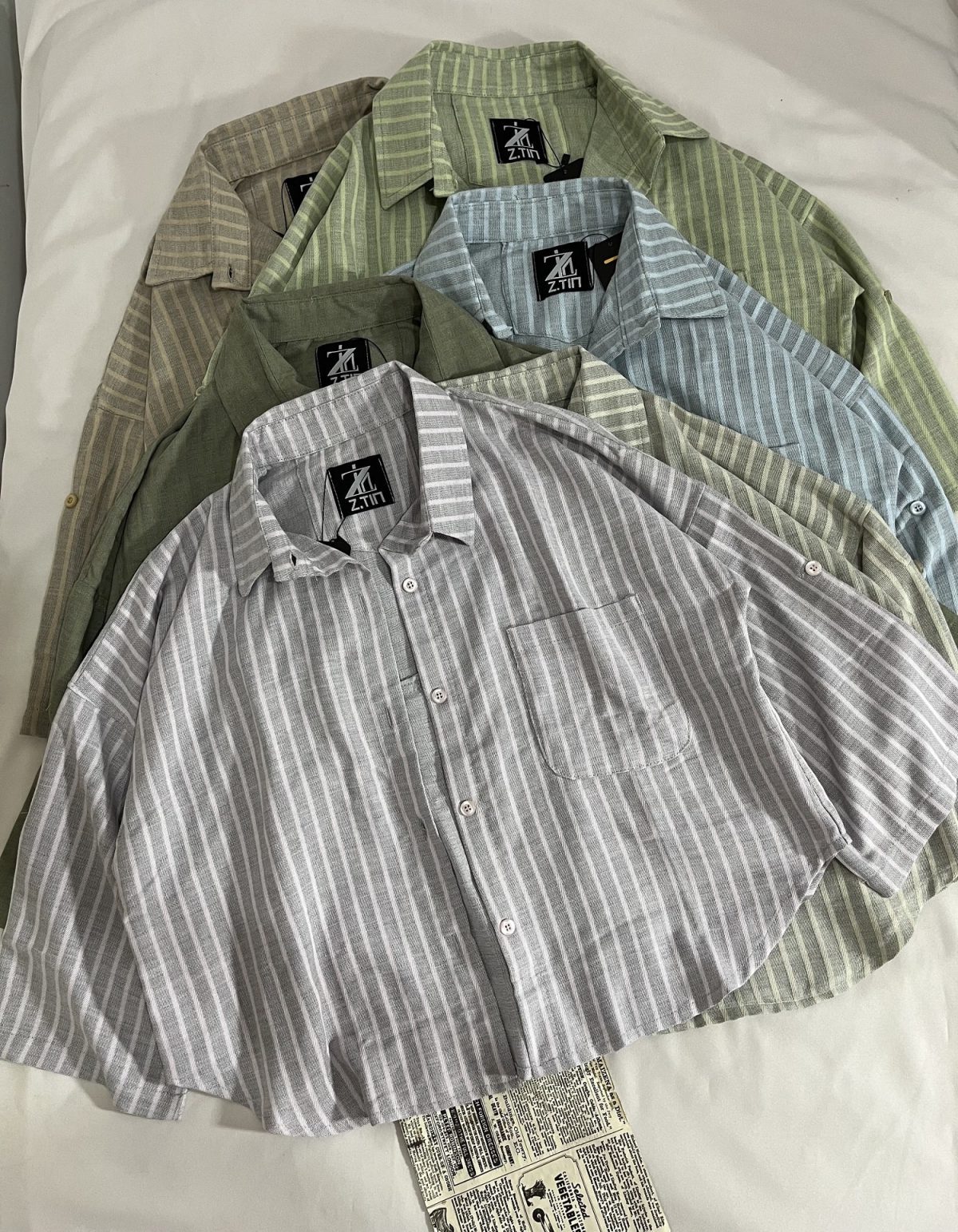 شومیز راه راه باکسی آستین دکمه دار(3069) - Image 5