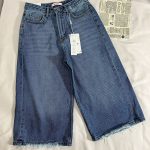 شلوارک استریت جین آبی قد 75 مدل اول(3110)