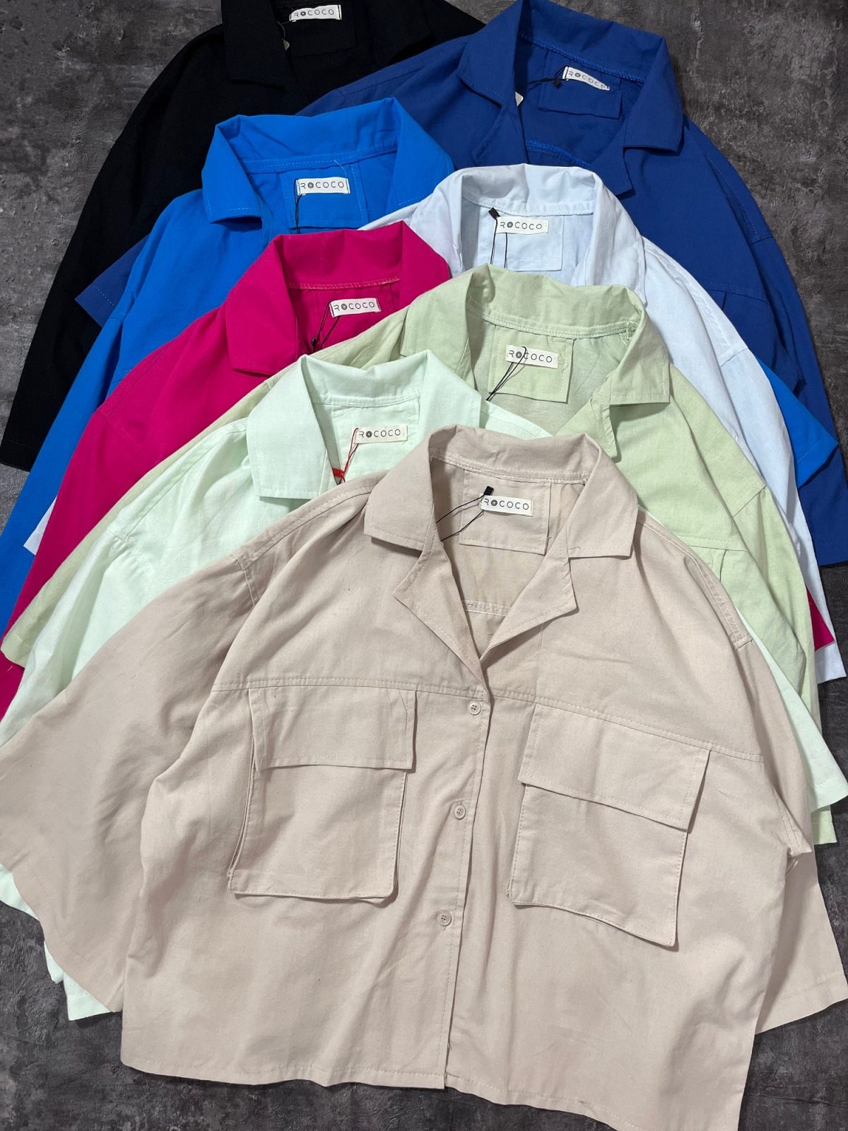 شومیز باکسی دو جیب پاکتی ر(3077) - Image 2