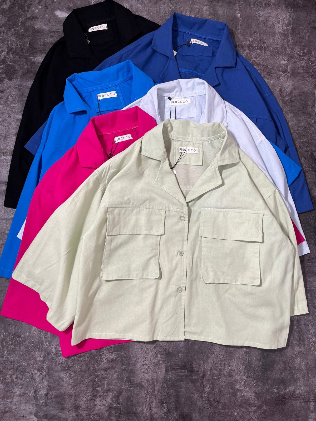 شومیز باکسی دو جیب پاکتی ر(3077) - Image 4