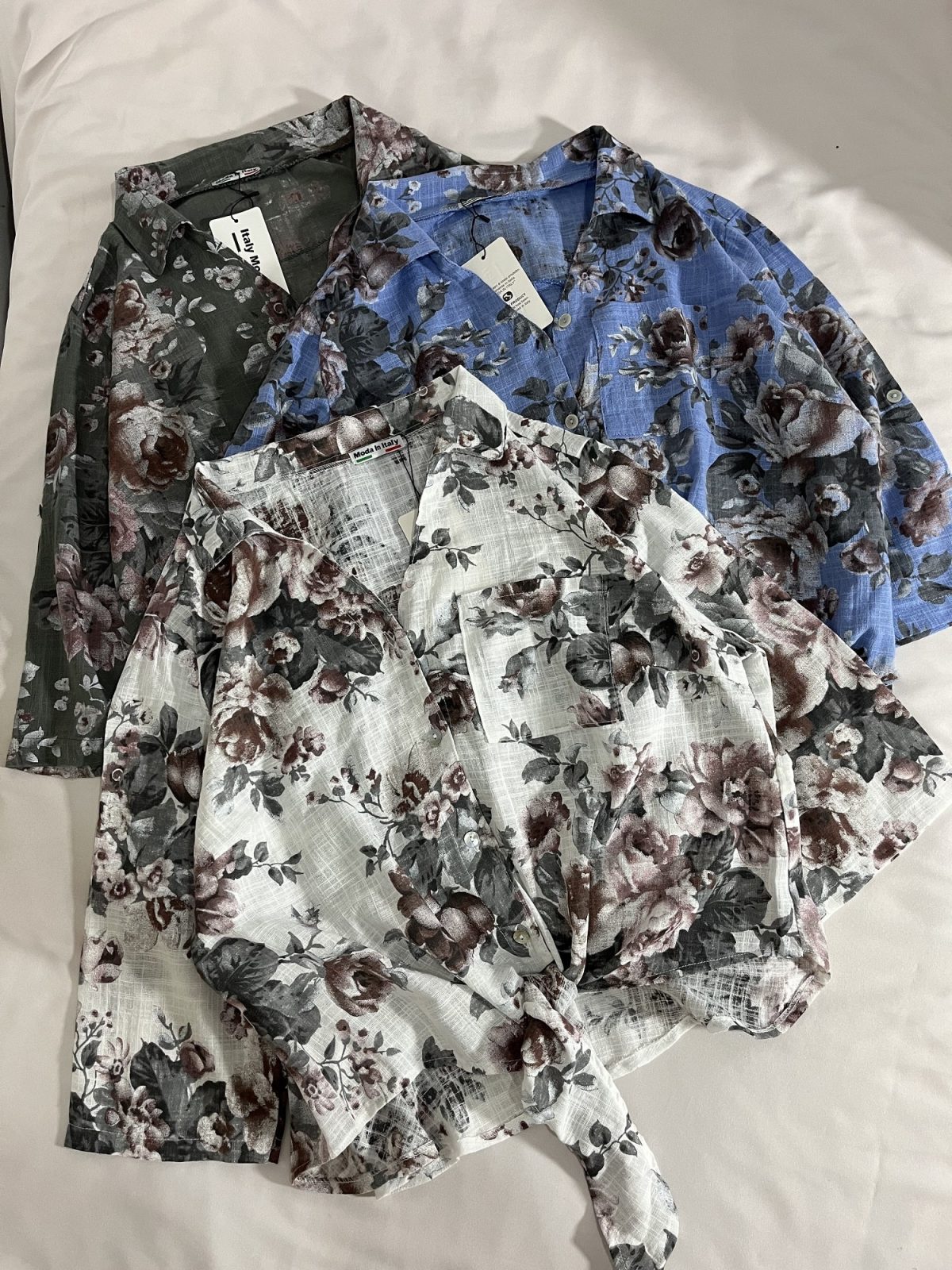 شومیز گره ای لینن وارداتی گلدار(3088) - Image 2